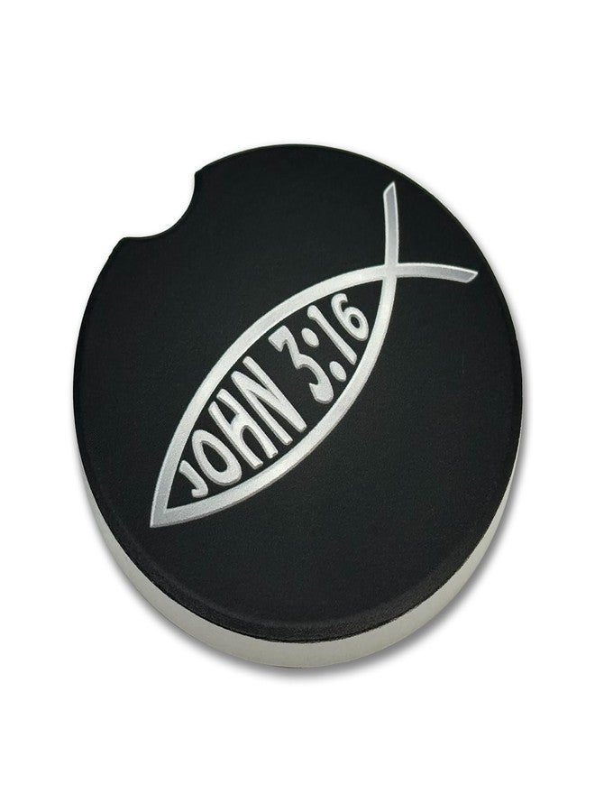 Elektroplate Christian Jesus Fish John 3:16 Bible Verse Automotive Ceramic Coasters (2.6" Diameter) | Universal Fit for All Cars, Trucks, SUVs, and More | Absorbent Non-Slip Durable | Set of 2 - Image 3